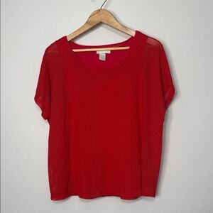 Design History Red Mesh Women’s Short Sleeve Top Size Large